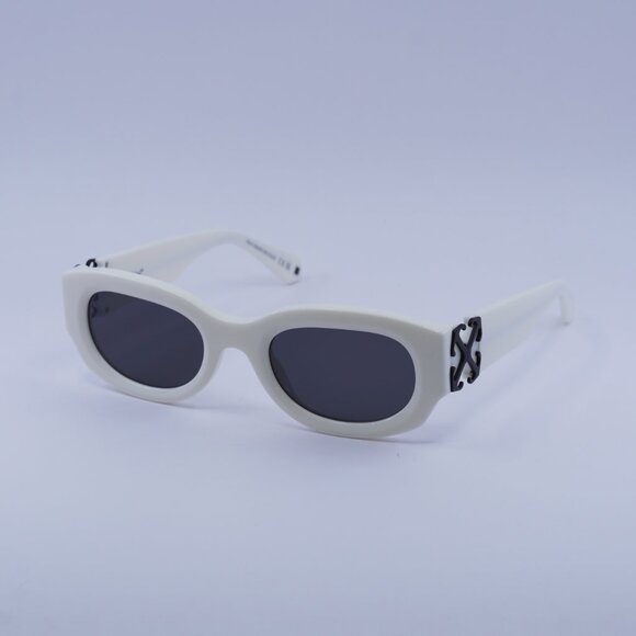 Off-White OERI14E PALMER 0107 Sunglasses White Oval Frame, Grey Lenses main image 4